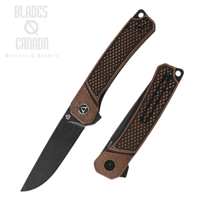 (image for) QSP Osprey Flipper Folding Knife, 14C28N Black SW, Stonewashed Copper, QS139-E2