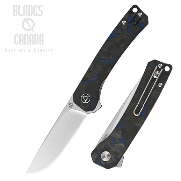 (image for) QSP Osprey Flipper Folding Knife, 14C28N Satin, G10 Blue/Carbon Fiber, QS139-G1