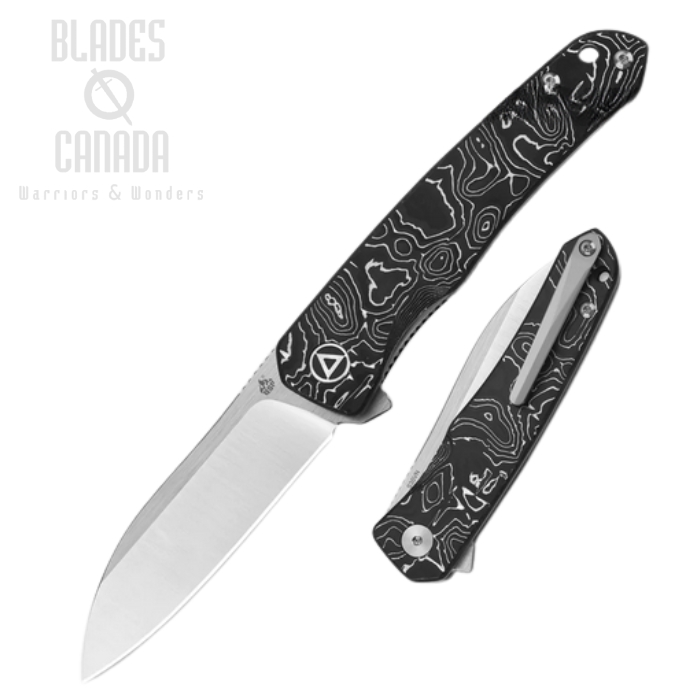 (image for) QSP Otter Flipper Folding Knife, S35VN Satin, Aluminum/Carbon Fibre Copper Foil, QS140-A1