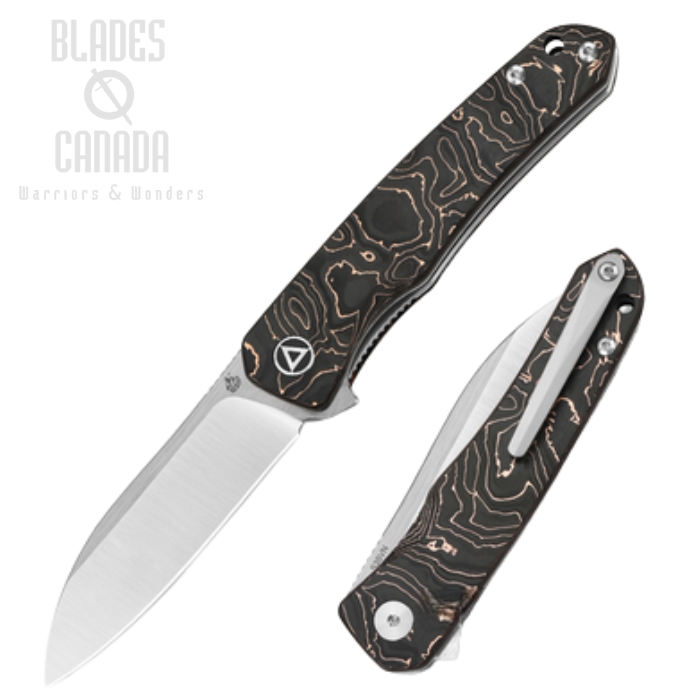 (image for) QSP Otter Flipper Folding Knife, S35VN, Copper Foil Carbon Fiber, QS140-B1