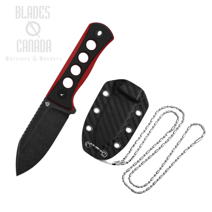 (image for) QSP Canary Fixed Blade Neck Knife, 14C28N Black SW, G10 Black/Red, 141-B2