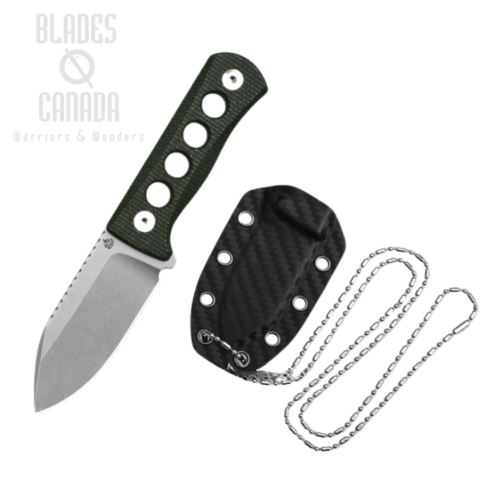 QSP Canary Fixed Blade Neck Knife, 14C28N Sandvik, Micarta Green, 141-C1 (image for) QSP Canary Fixed Blade Neck Knife, 14C28N Sandvik, Micarta Green, 141-C1