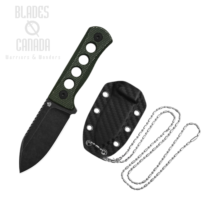 (image for) QSP Canary Fixed Blade Neck Knife, 14C28N Black SW, Micarta Green, 141-C2