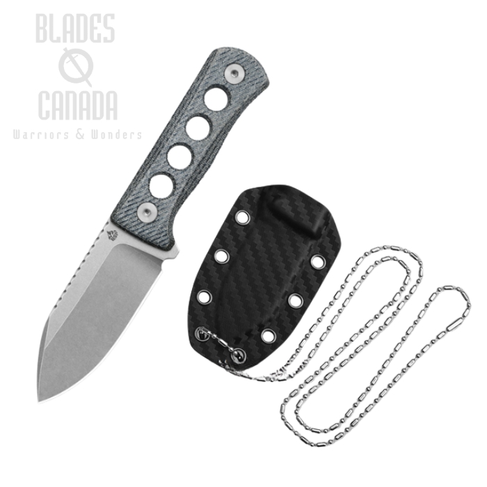 QSP Canary Fixed Blade Neck Knife, 14C28N SW, Micarta Denim, 141-D1 (image for) QSP Canary Fixed Blade Neck Knife, 14C28N SW, Micarta Denim, 141-D1