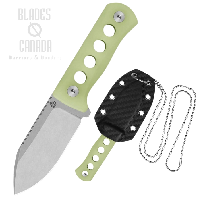 QSP Canary Fixed Blade Knife, 14C28N Stonewash, Resin Glow in the Dark, Kydex Sheath, QS141-K1