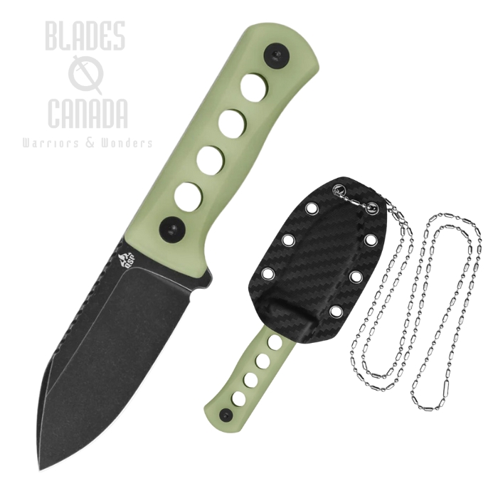 QSP Canary Fixed Blade Knife, 14C28N Black SW, Resin Glow in the Dark, Kydex Sheath, QS141-K2