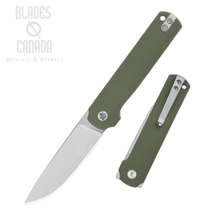 (image for) QSP Lark Flipper Folding Knife, 14C28N Satin, G10 Green, QS144-C