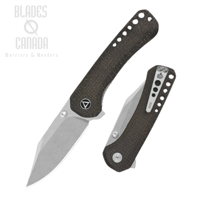 (image for) QSP Kestrel Flipper Folding Knife, 14C28N SW, Micarta Dark Brown, QS145-A1