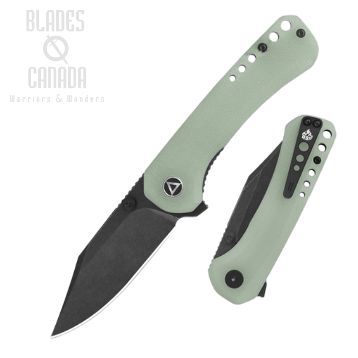 (image for) QSP Kestrel Flipper Folding Knife, 14C28N Black SW, G10 Jade, QS145-B2