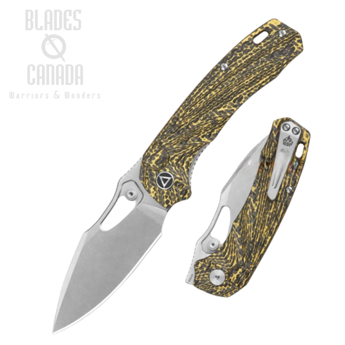 (image for) QSP Hornbill Folding Knife, S35VN Stonewash, Golden Carbon Fiber, QS146-A1