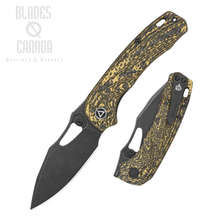 (image for) QSP Hornbill Folding Knife, S35VN Black SW, Golden Carbon Fiber, QS146-A2