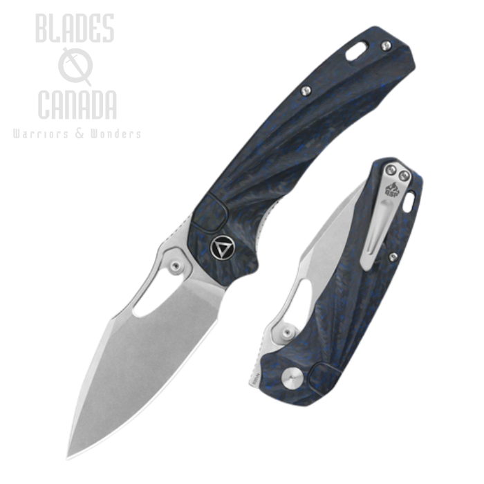 (image for) QSP Hornbill Folding Knife, S35VN Stonewash, Blue Carbon Fiber, QS146-B1