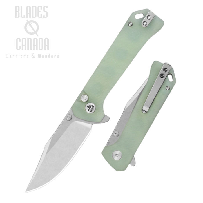 (image for) QSP Grebe Flipper Button Lock Knife, 14C28N SW, G10 Jade, QS147-D1