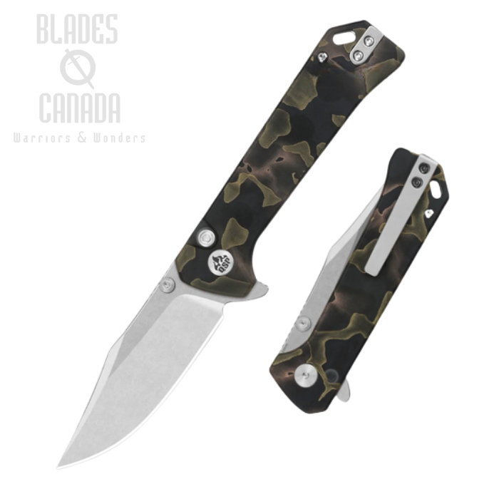 (image for) QSP Grebe Flipper Button Lock Knife, S35VN SW, Resin Raffir Noble, QS147-F1