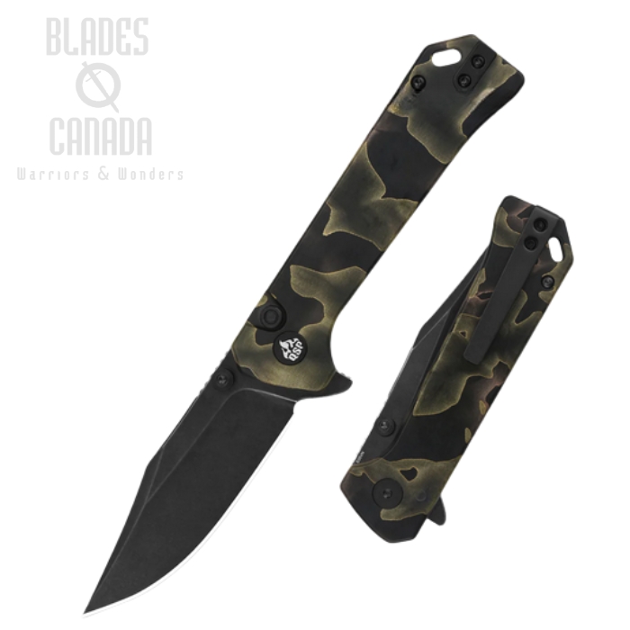 (image for) QSP Grebe Flipper Button Lock Knife, S35VN Black SW, Resin Raffir Noble, QS147-F2