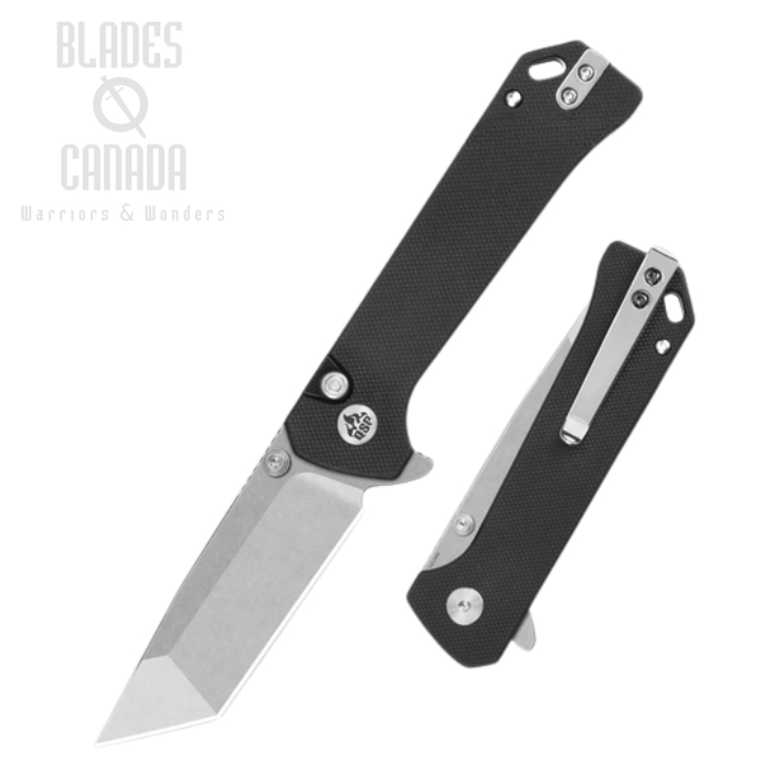 (image for) zQSP Grebe T Flipper Button Lock Knife, 14C28N SW, G10 Black, QS148-C1