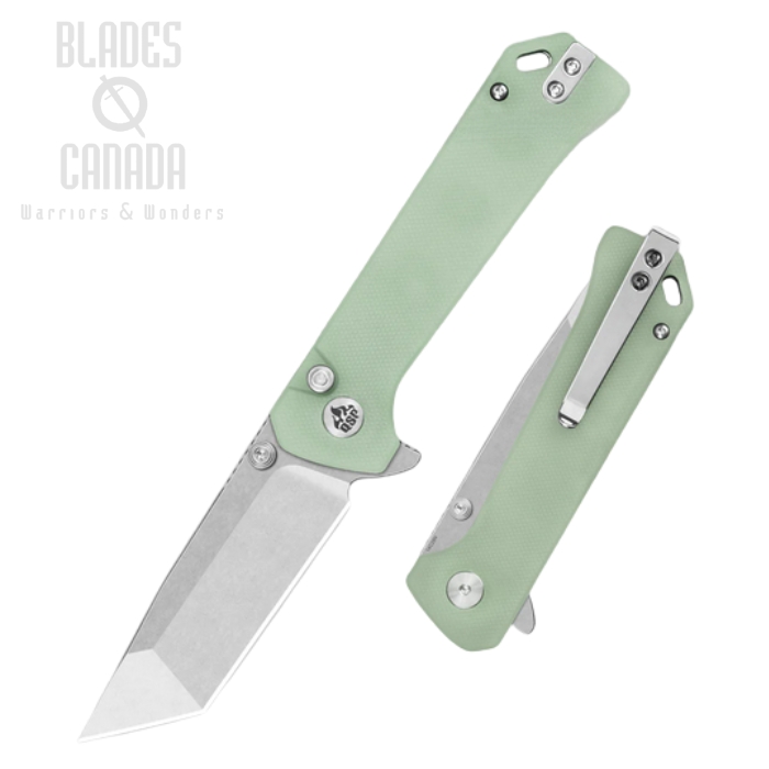 (image for) QSP Grebe T Flipper Button Lock Knife, 14C28N SW, G10 Jade, QS148-D1
