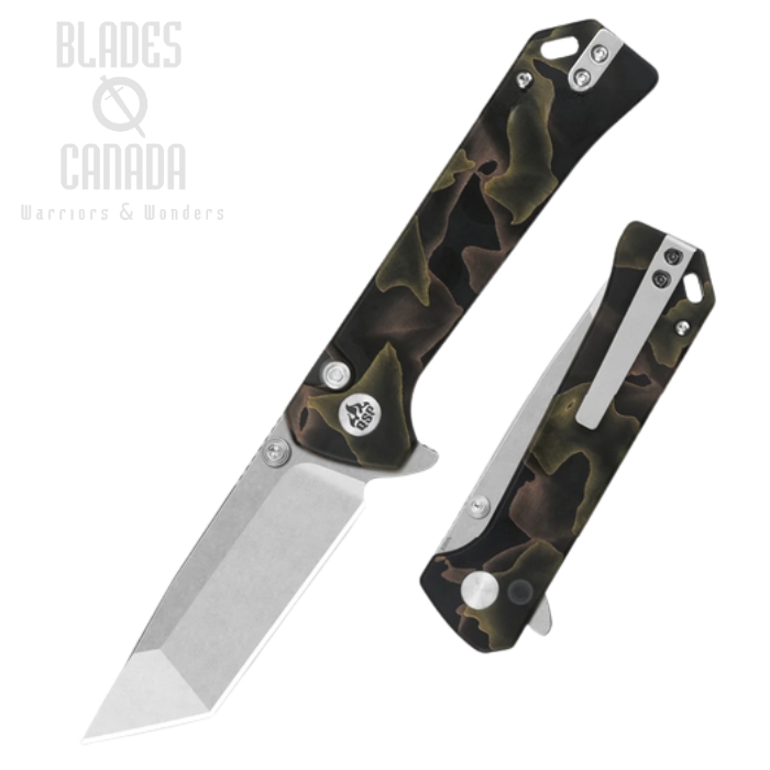 (image for) QSP Grebe T Flipper Button Lock Knife, S35VN SW, Resin Raffir Noble, QS148-F1