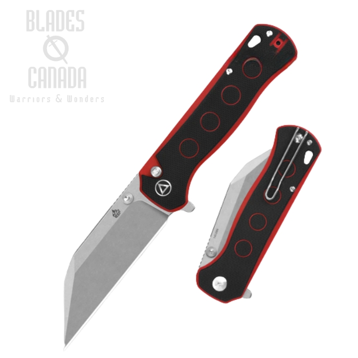 (image for) QSP Swordfish Button Lock Folding Knife, 14C28N SW, G10 Black/Red, QS149-A1