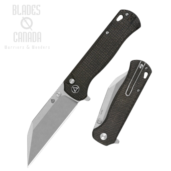 (image for) QSP Swordfish Flipper Button Lock Knife, 14C28N SW, Micarta Dark Brown, QS149-C1