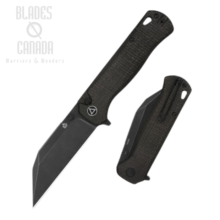 (image for) QSP Swordfish Flipper Button Lock Knife, 14C28N Black SW, Micarta Dark Brown, QS149-C2