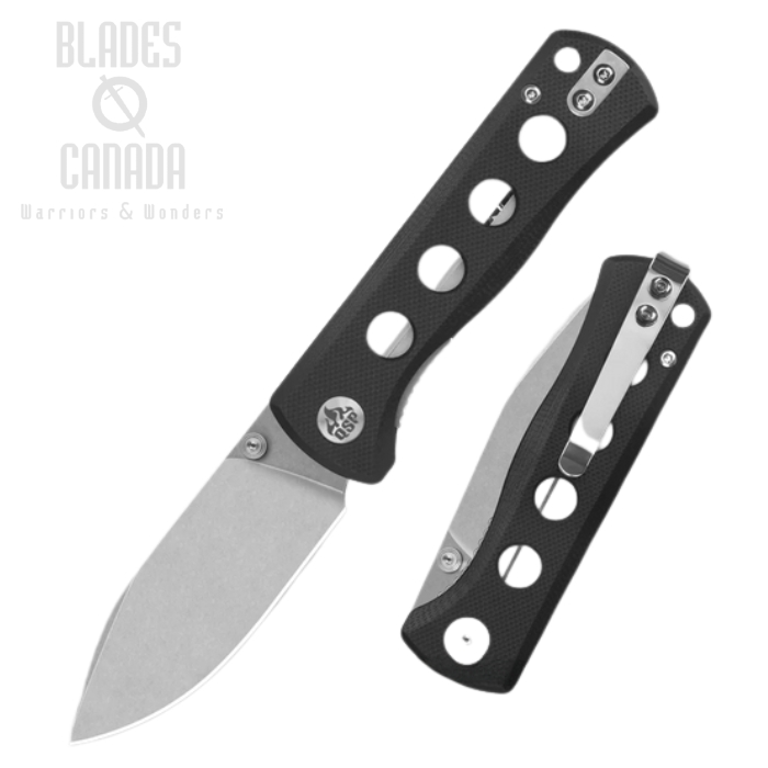 (image for) QSP Canary Folding Knife, 14C28N Stonewash, G10 Black, QS150-A1