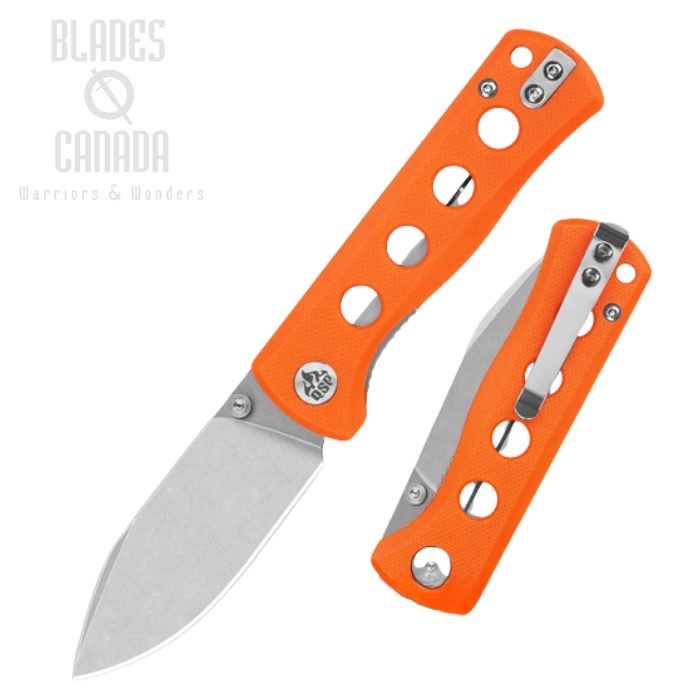 (image for) QSP Canary Folding Knife, 14C28N Stonewash, G10 Orange, QS150-B1