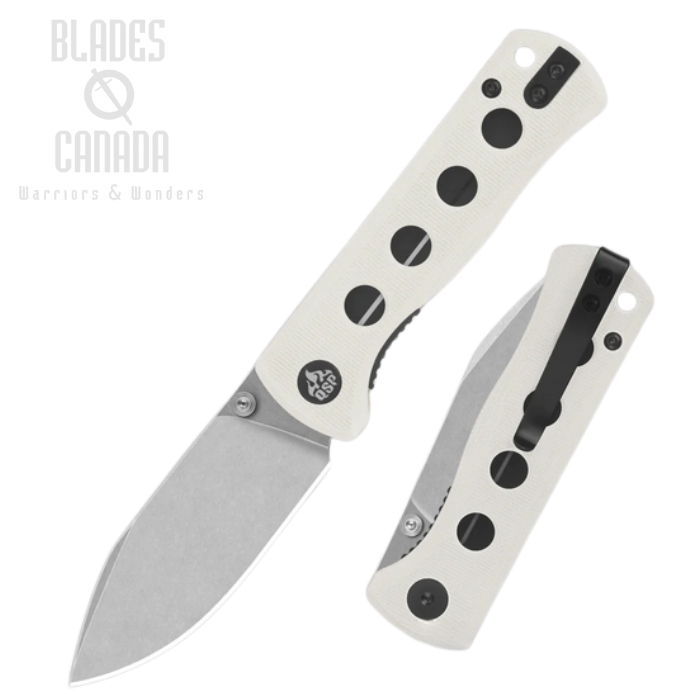 (image for) QSP Canary Folding Knife, 1428N Stonewash, G10 White, QS150-G1