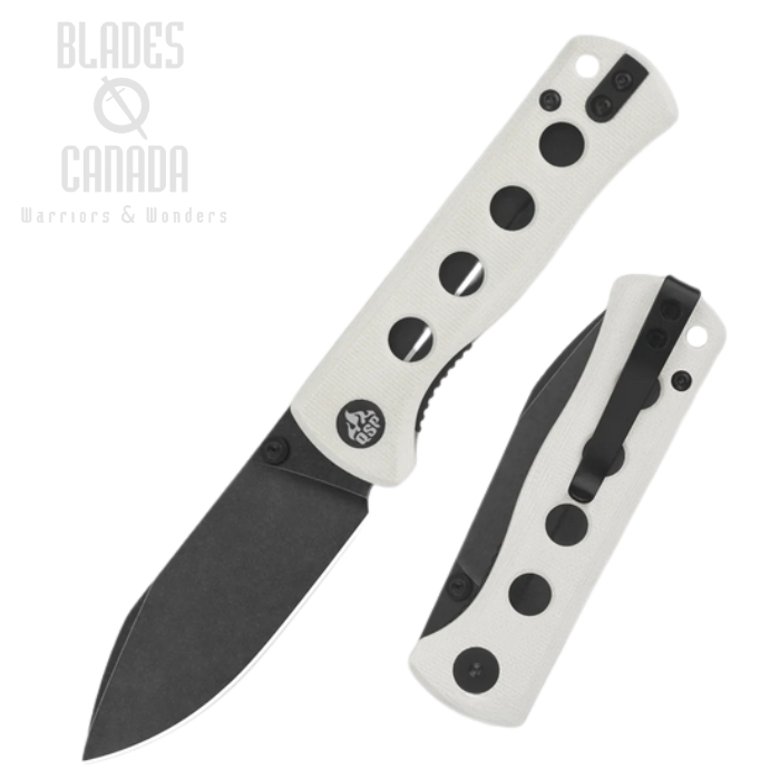 (image for) QSP Canary Folding Knife, 14C28N Black, G10 White, QS150-G2