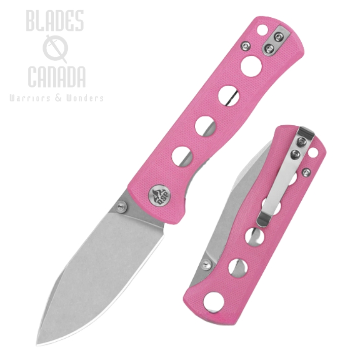 (image for) QSP Canary Folding Knife, 14C28N Stonewash, G10 Pink, QS150-H1
