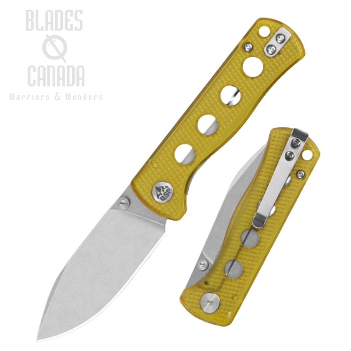 (image for) QSP Canary Folding Knife, 14C28N Stonewash, Ultem Handle, QS150-J1