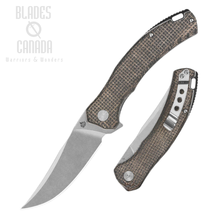 (image for) QSP Walrus Flipper Folding Knife, D2 Stonewash, Micarta Dark Brown, QS151-B1