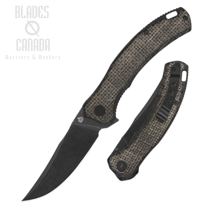 (image for) QSP Walrus Flipper Folding Knife, D2 Black, Micarta Dark Brown, QS151-B2