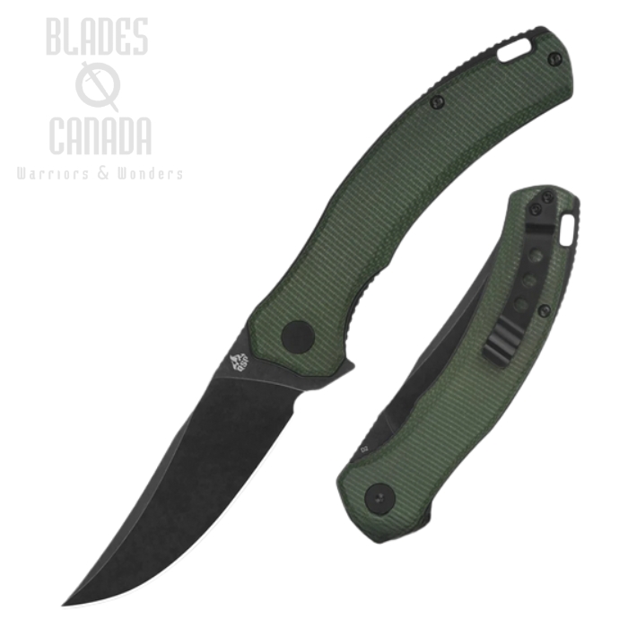 (image for) QSP Walrus Flipper Folding Knife, D2 Black, Micarta Green, QS151-C2