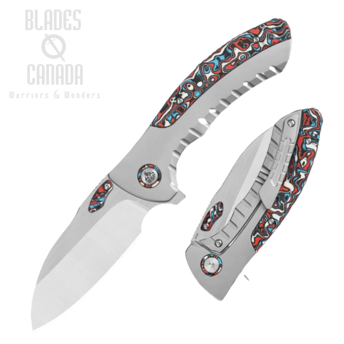 (image for) QSP Capybara Flipper Framelock Knife, M390 Satin, Titanium/Carbon Fiber Inlay, QS152-B1