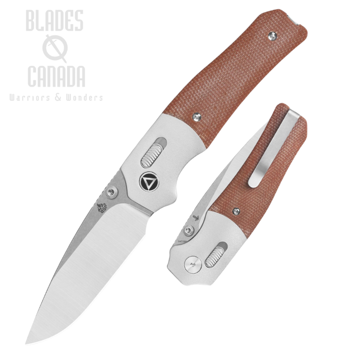 QSP Vault Glyde Lock Folding Knife, 14C28N SW/Satin, Micarta Tan/Aluminum, QS157-C1