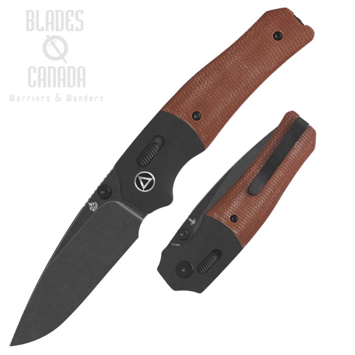 QSP Vault Glyde Lock Folding Knife, 14C28N Black, Micarta Tan/Aluminum Black, QS157-C2