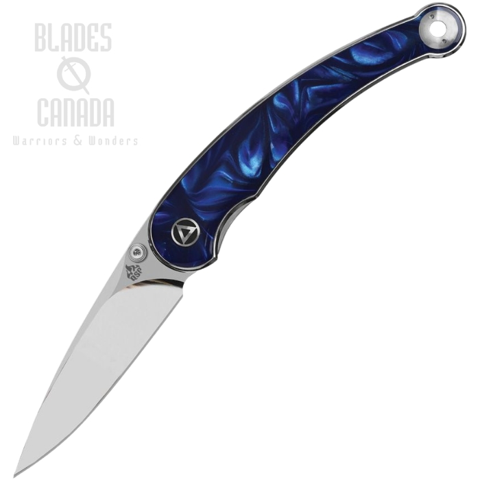 QSP Dolphin Folding Knife, 14C28N Stainless, Resin Blue, QS161-E