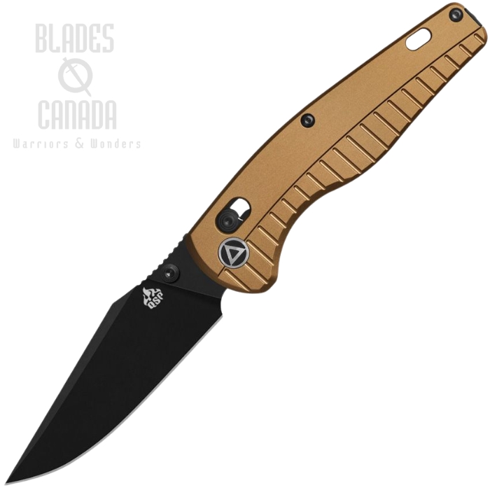 QSP Reptile Glyde Lock Folding Knife, 14C28N Black SW, Aluminum Champagne, QS165-A2
