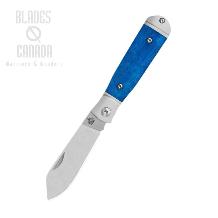 QSP Jumping Jack Slipjoint Folding Knife, 14C28N Satin, Bone Blue, QS167-B