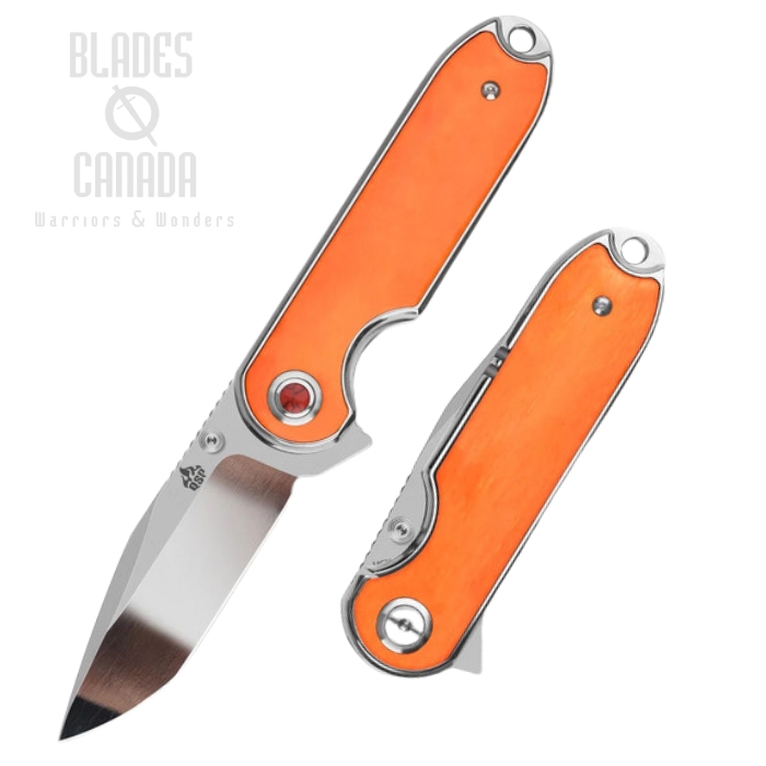 (image for) QSP Nebula Flipper Folding Knife, 14C28N Mirror, Bone Orange, QS168-D