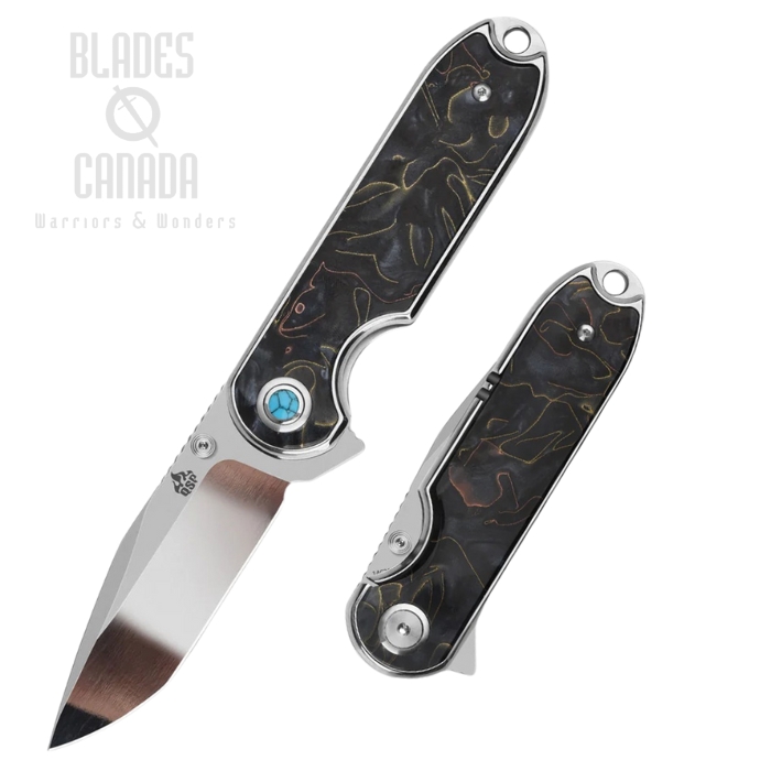 (image for) QSP Nebula Flipper Folding Knife, 14C28N Mirror, Resin Brass Copper Mesh, QS168-E