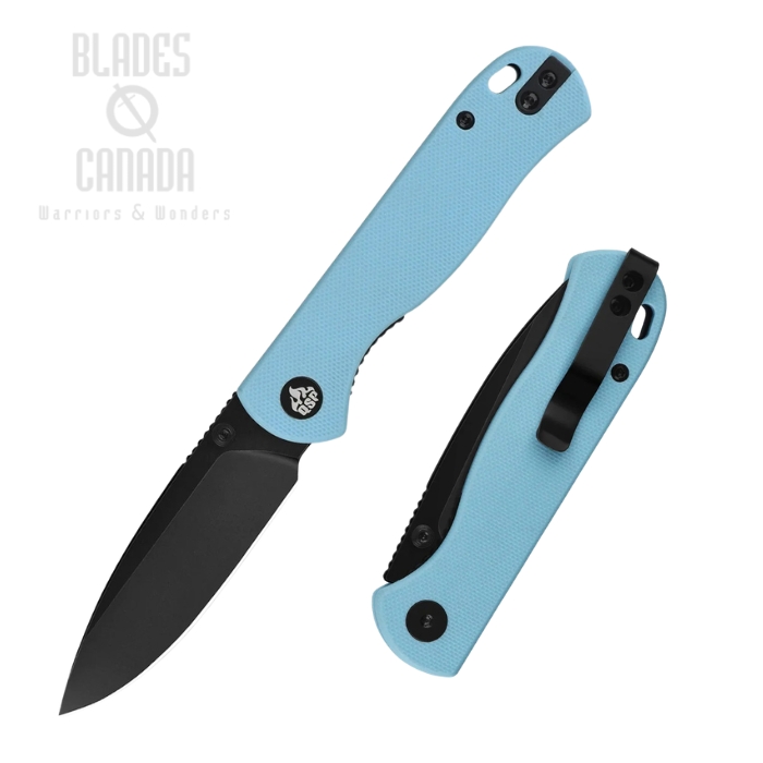 (image for) QSP Ferret Folding Knife, Nitro-V Black, G10 Sky Blue, QS170-B2