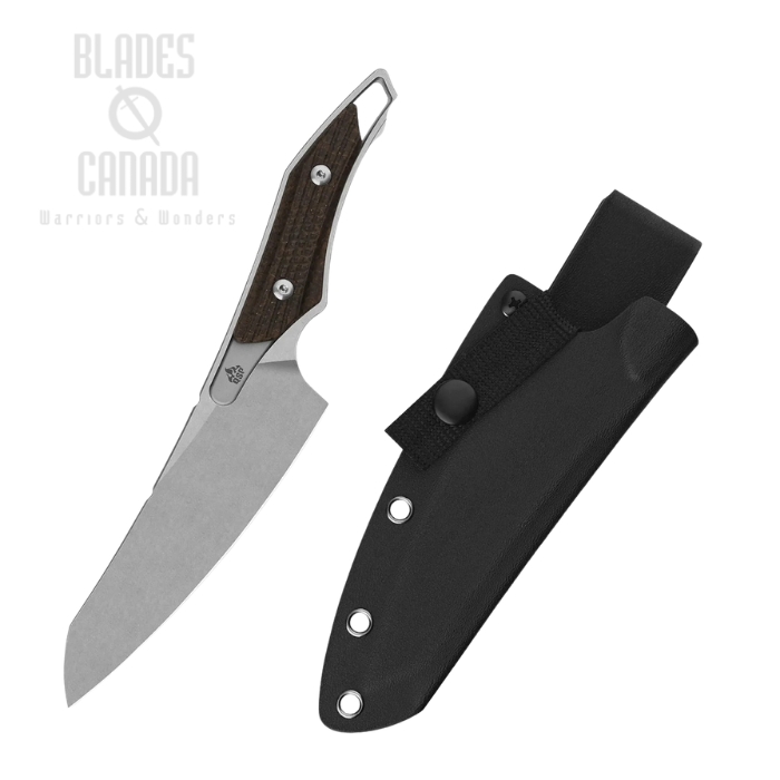 (image for) QSP T-Cook Fixed Blade Knife, Nitro-V Stonewash, Micarta Brown, Kydex Sheath, QS172-C1