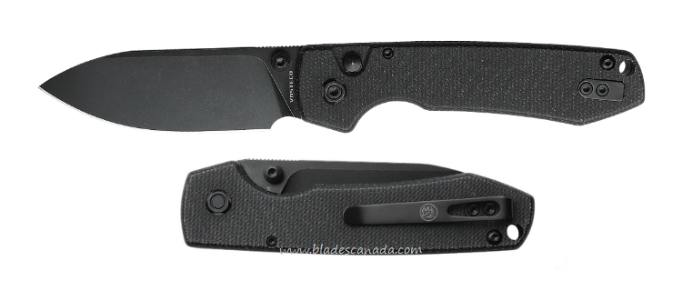 Vosteed Raccoon Button Lock Folding Knife, 14C28N Black SW, Micarta Black, RC3SVM6