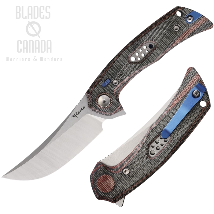 Reate PL-7 Flipper Pivot Lock Folding Knife, Nitro-V Satin, Micarta Black/Red, REA191