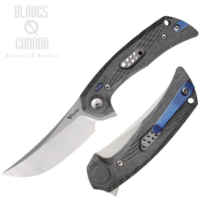 Reate PL-7 Flipper Pivot Lock Folding Knife, Nitro-V Satin/SW, Micarta Black, REA193