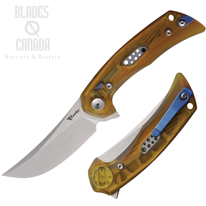 Reate PL-7 Flipper Pivot Lock Folding Knife, Nitro-V Satin/SW, Ultem Handle, REA194