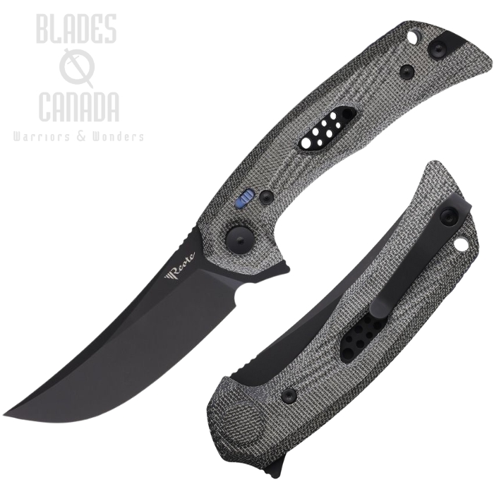 Reate PL-7 Flipper Pivot Lock Folding Knife, Nitro-V Black, Micarta Black, REA197