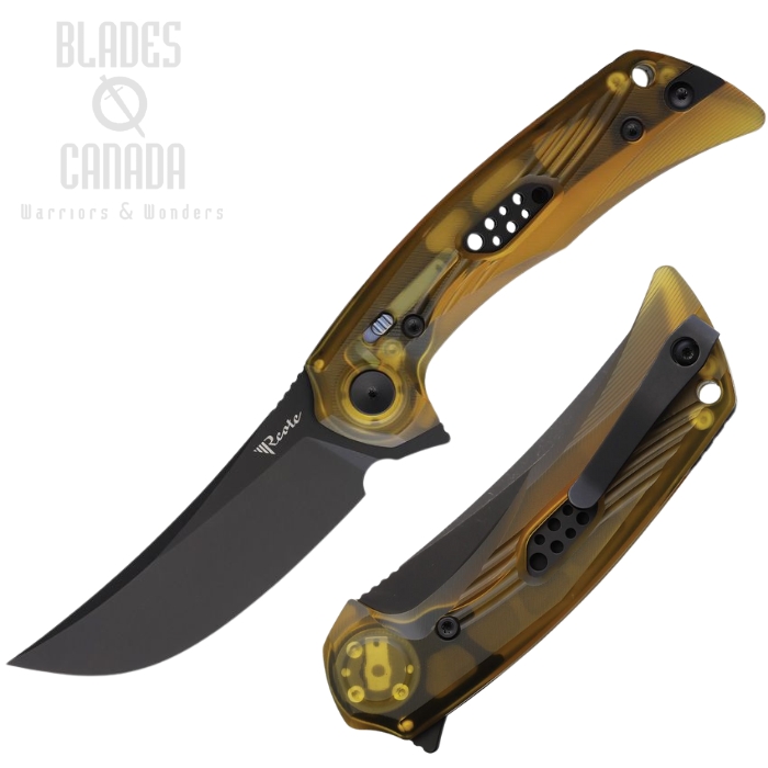 Reate PL7 Flipper Pivot Lock Folding Knife, Nitro-V Black, Ultem Handle, REA198